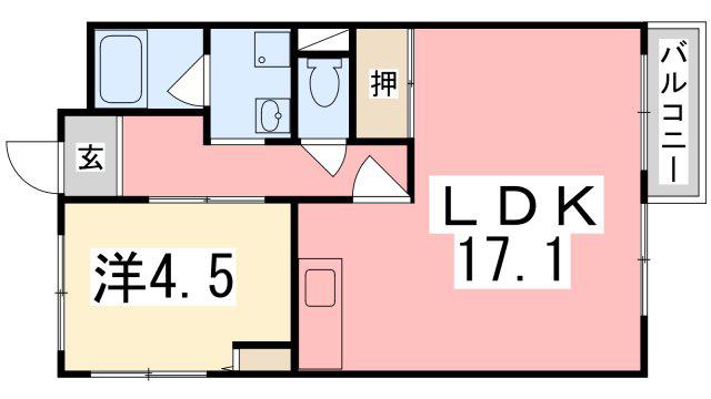 リッチウォーク城の東(1LDK/3階)の間取り写真
