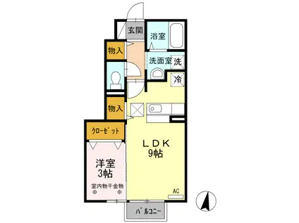 カーサ豊城(1LDK/1階)の間取り写真