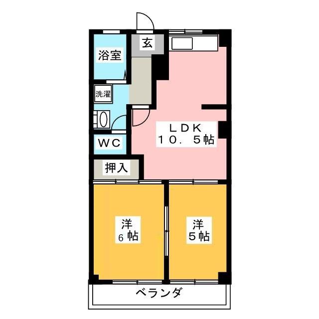 エスポワール柳森(2LDK/4階)の間取り写真