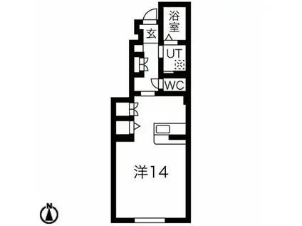 COURT LUANA(ワンルーム/1階)の間取り写真