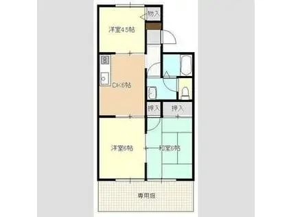 メゾン秋月(2LDK/1階)の間取り写真