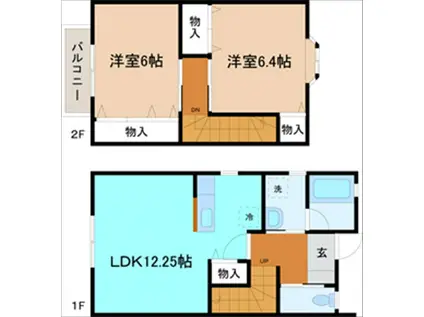 プラージュII(2LDK/1階)の間取り写真