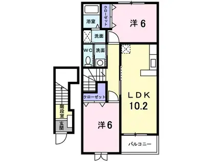 モン・サン・ロワールB(2LDK/2階)の間取り写真