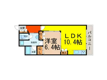 ミクニハイツ(1LDK/7階)の間取り写真