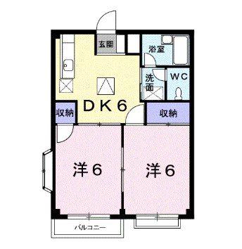 レピュートおんつかII(2DK/2階)の間取り写真