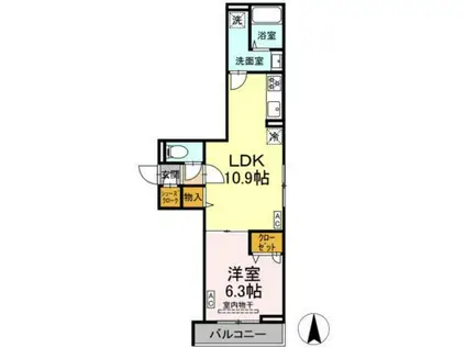 D PAINA 今井南町(1LDK/3階)の間取り写真