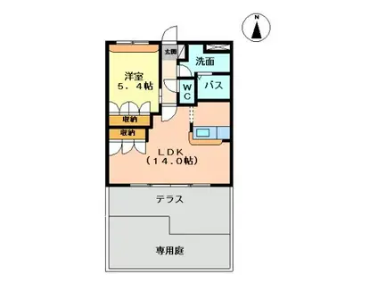 フォレストガーデンA棟(1LDK/1階)の間取り写真