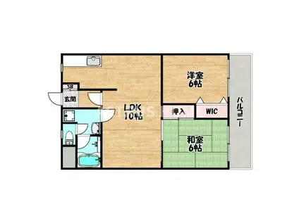 ハイツ南田辺(2LDK/4階)の間取り写真