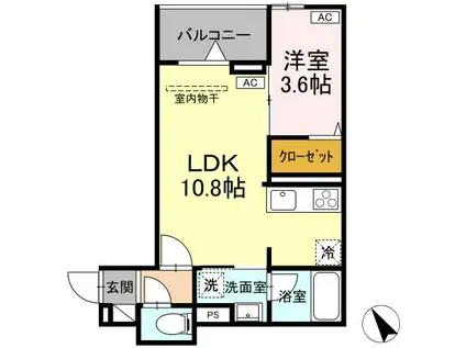 アセット-コート元横山町(1LDK/2階)の間取り写真