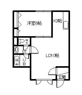 イーストHILL(1LDK/1階)の間取り写真