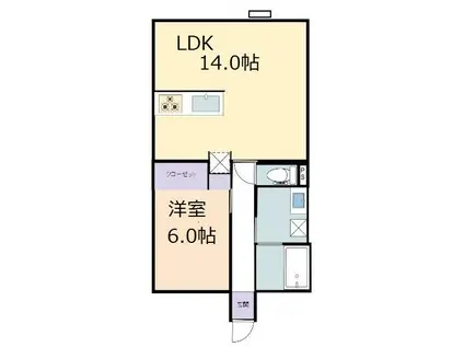フォンテーヌ彦根(1LDK/6階)の間取り写真