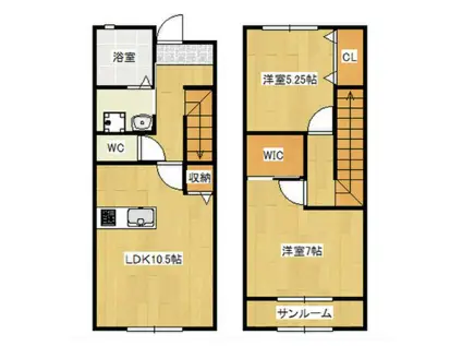 テタンジェ(2LDK/1階)の間取り写真