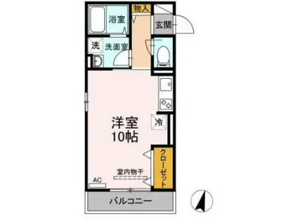 リベラみすず(ワンルーム/2階)の間取り写真