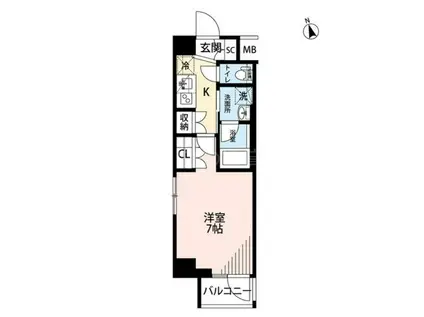 プレール・ドゥーク川崎大師II(1K/6階)の間取り写真