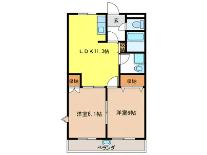 カーサ アニマート(2LDK/3階)の間取り写真