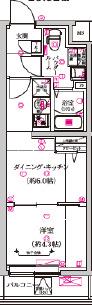 レガリス武蔵小山(1DK/1階)の間取り写真