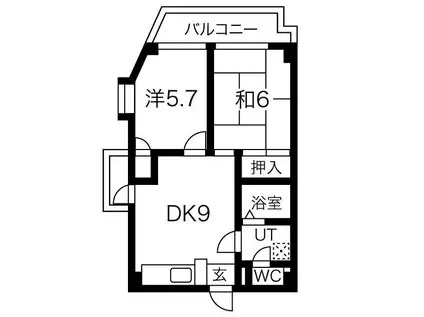 エステートII番館(2DK/2階)の間取り写真