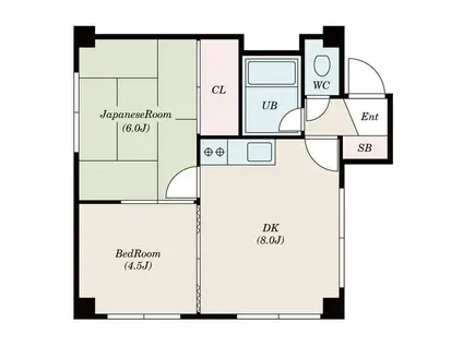 サンハイツ(2DK/4階)の間取り写真