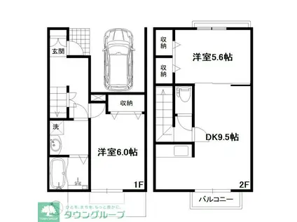 グランド・ソレイユII A(2DK/1階)の間取り写真