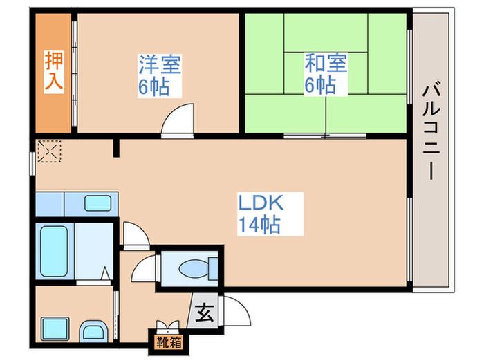 プレステージN31(2LDK/4階)の間取り写真