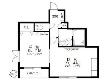LA FERMATA都立家政(1LDK/3階)の間取り写真