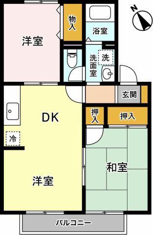 アムール米原 B(2LDK/2階)の間取り写真