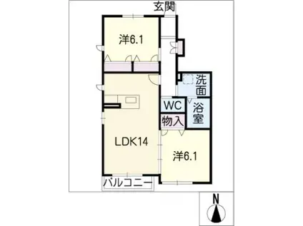 カーサフェリーチェ(2LDK/1階)の間取り写真