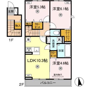 LA PATRIE(3LDK/2階)の間取り写真