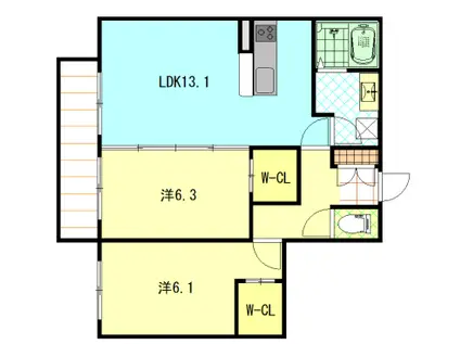 シャーメゾン ソレイユ(2LDK/2階)の間取り写真