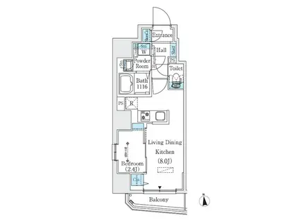 PRIME BLISS新御徒町(1LDK/2階)の間取り写真