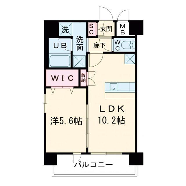スプランディッド梅田ウエスト(1LDK/9階)の間取り写真