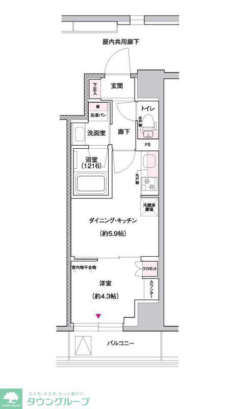 ジェイグランコート上野入谷(1DK/2階)の間取り写真