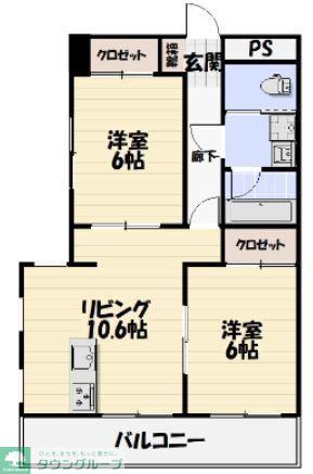 レジデンス花の木(2LDK/1階)の間取り写真