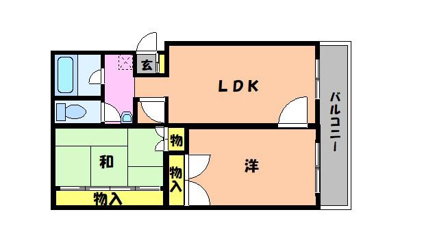 ベルメゾン三宅(2LDK/3階)の間取り写真