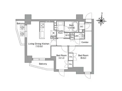 プラネソシエプラス旗の台(2LDK/5階)の間取り写真