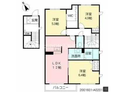 フローリッシュメゾン(3LDK/2階)の間取り写真