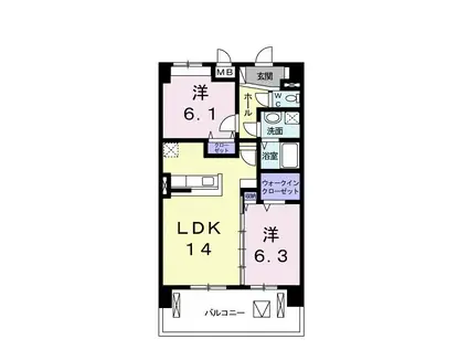 レジデンス仙台泉(2LDK/3階)の間取り写真