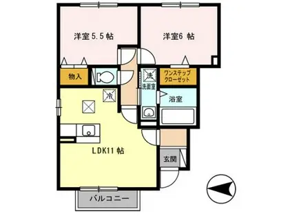オークス中島(2LDK/1階)の間取り写真