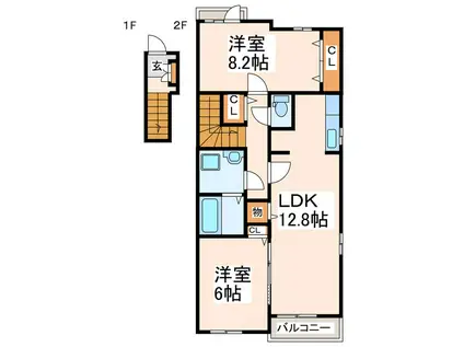 リアンジュA・B(2LDK/1階)の間取り写真