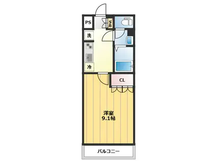 ウィステリア(1K/2階)の間取り写真