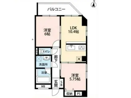 緑3丁目マンション(2LDK/9階)の間取り写真