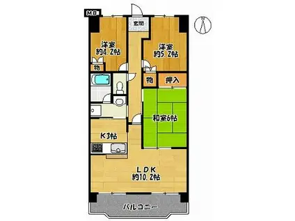 ディオ・フェルティー三田(3LDK/2階)の間取り写真