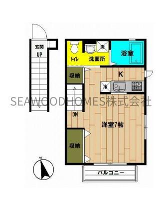 パパスハウス(1K/2階)の間取り写真