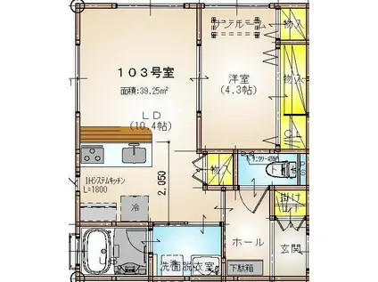 プルミエリアI(1LDK/1階)の間取り写真