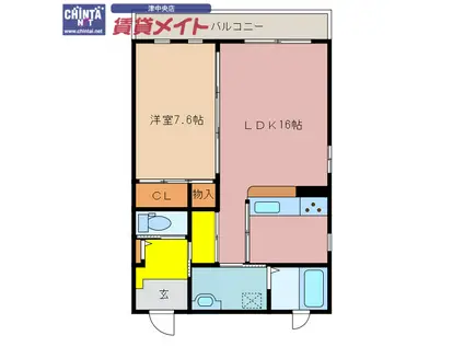 T-スペース(1LDK/2階)の間取り写真