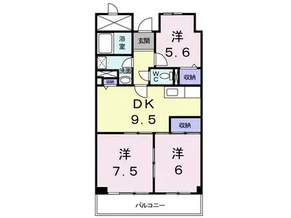 エステ-トピア小田原(3DK/3階)の間取り写真