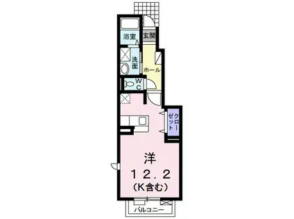 プレ・リヴィエールI(ワンルーム/1階)の間取り写真