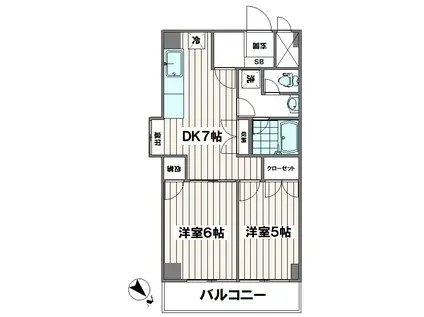 グランドール白石(2DK/4階)の間取り写真