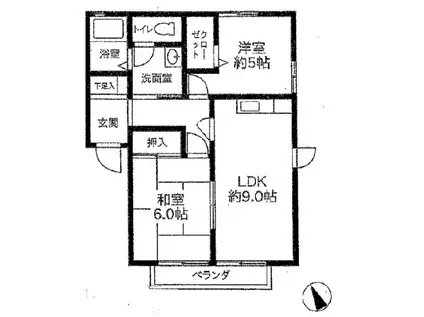 カサベルデ(2LDK/1階)の間取り写真