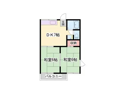 ハイツ野々上(2DK/2階)の間取り写真